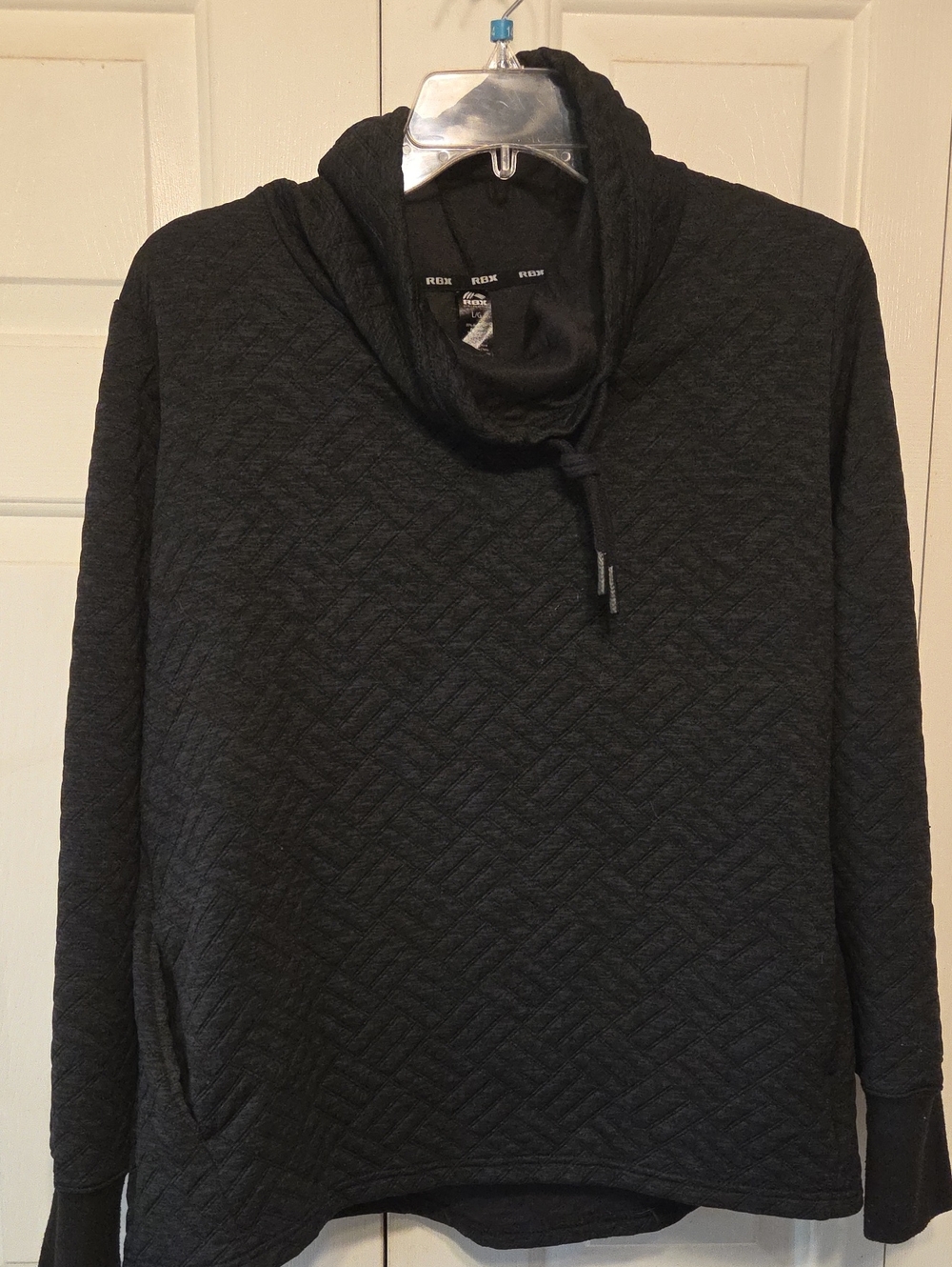 Quilted Black Woman's Sweater with Funnel Neck